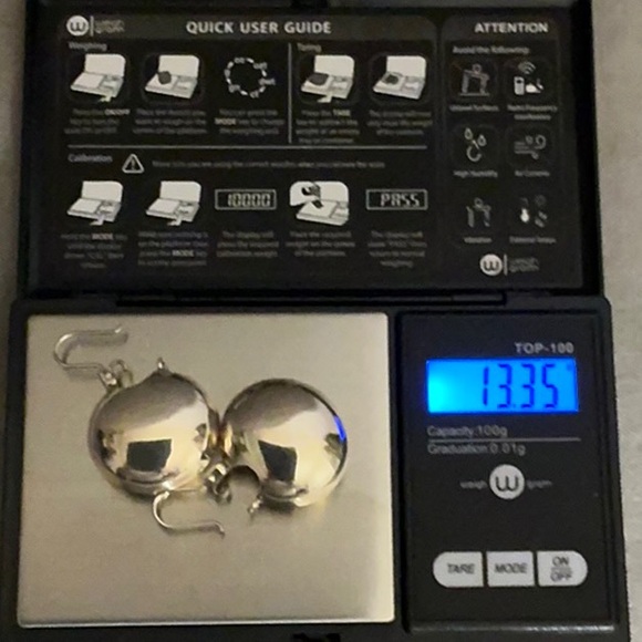 Sterling Silver Puffy Ball Drop Earrings - Picture 7 of 7